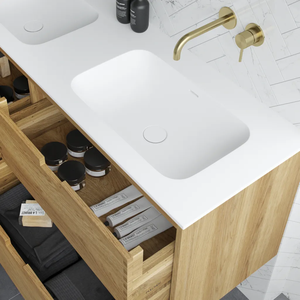 CPH Tapwork Soft 160D - MKII, Skåp i naturek inklusive mattvit SolidTec diskho