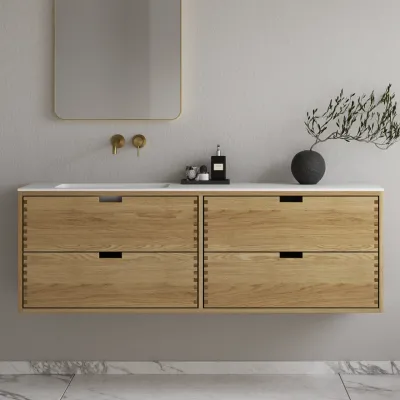 CPH Tapwork Soho 160L - MKII, fingergängade skåp i naturek inklusive Mathvid SolidTec® diskho