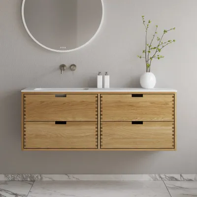 CPH Tapwork Soft 140L - MKII, Skåp i naturek inklusive mattvit SolidTec diskho