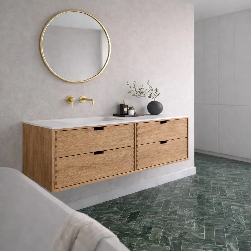 CPH Tapwork Soft 140L - MKII, Skåp i naturek inklusive mattvit SolidTec diskho