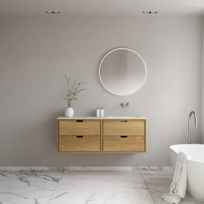 CPH Tapwork Soft 140R - MKII, Skåp i naturek inklusive mattvit SolidTec diskho