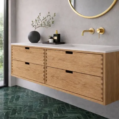 CPH Tapwork Soft 140R - MKII, Skåp i naturek inklusive mattvit SolidTec diskho