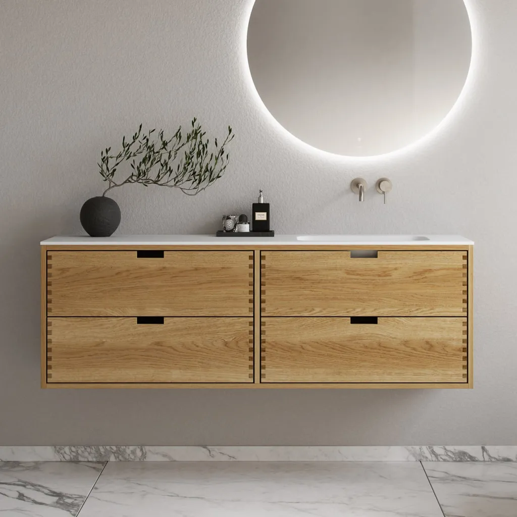 CPH Tapwork Soft 160R - MKII, Skåp i naturek inklusive mattvit SolidTec diskho