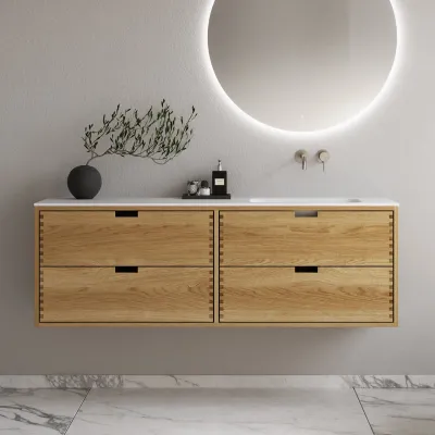 CPH Tapwork Soft 160R - MKII, Skåp i naturek inklusive mattvit SolidTec diskho