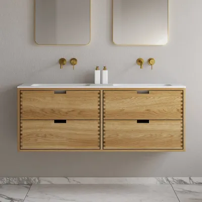 CPH Tapwork Soft 140D - MKII, fingergängade skåp i naturek inklusive Mathvid SolidTec® diskho