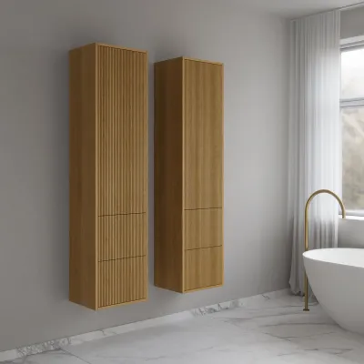 Noorwork NHC4317 - 40x35x170 cm, Skåp med 2 lådor i naturfärgad ek 