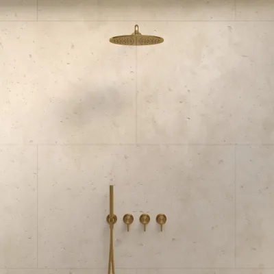 Semplice STB801 S07 - Rain DeLux SmartTerm Ø30 cm EasyClean, Vägg, PVD Borstad Mässing