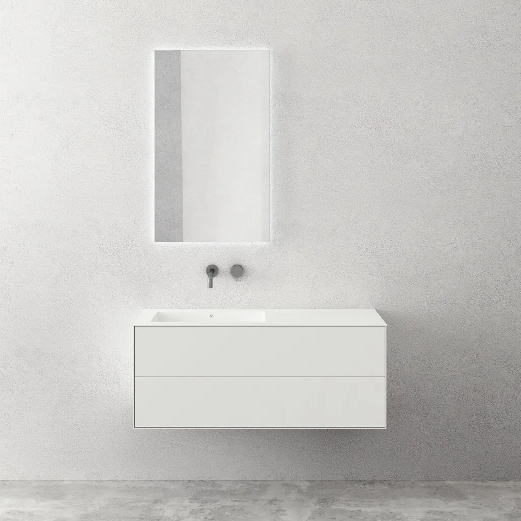 Copenhagen Chic II 120L - Badrumsmöbler, Corian®, Mattvit