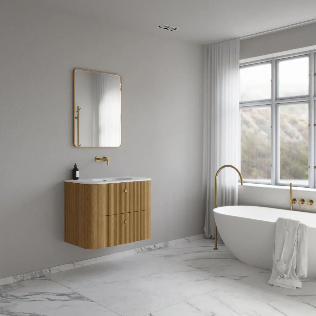 Noorwork 80 - Skåp i naturek inklusive mattvit Corian® diskbänk