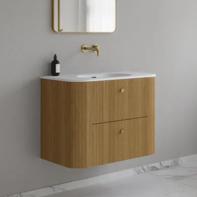 Noorwork 80 - Skåp i naturek inklusive mattvit Corian® diskbänk