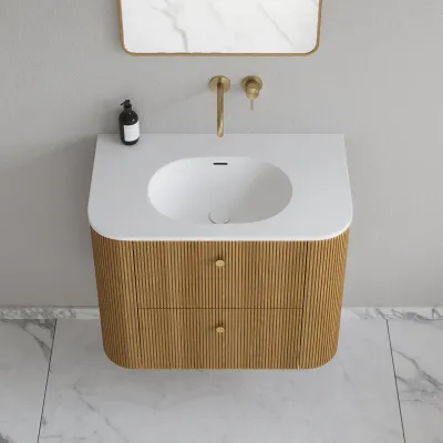 Noorwork 80 - Skåp i naturek inklusive mattvit Corian® diskbänk