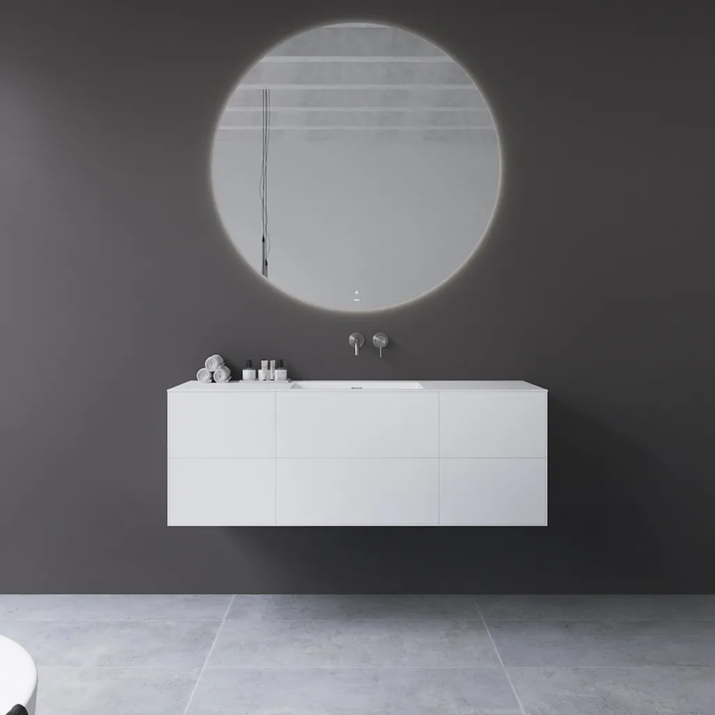 Copenhagen Chic 140 - MKII, Skåp, 6 lådor, diskho och stomme i Glacier White Corian® och fronter i mattvitt