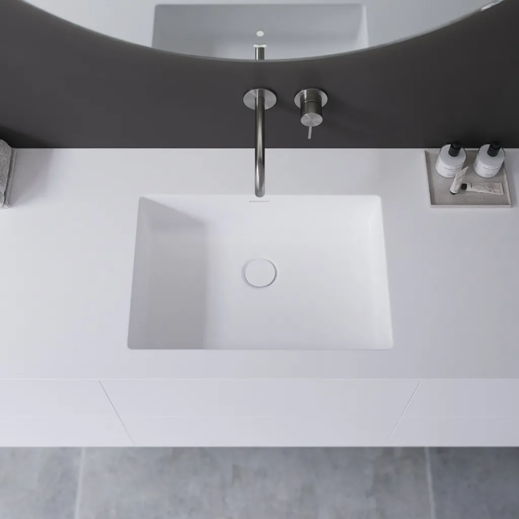 Copenhagen Chic 160 - MKII, Skåp, 6 lådor, diskho och stomme i Glacier White Corian® och fronter i mattvitt