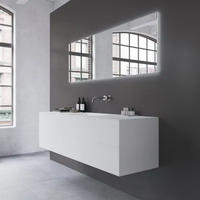 Copenhagen Chic 180 - MKII, Skåp, 6 lådor, diskho och stomme i Glacier White Corian® och fronter i mattvitt