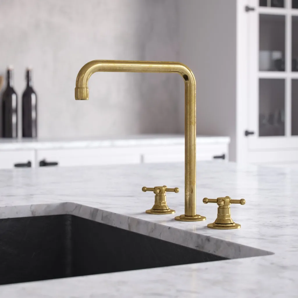 Hassel&Teudt HHV605 S06 - Köksblandare med svängbar pip, Polerad mässing Naturfärgad