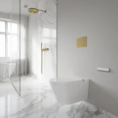 Aqualux PAX2-S Duschtoilet - MKII, LuxDusch Bidéfunktion & Mjukstängande sits med Uppvärmd Vortex Flush Vit