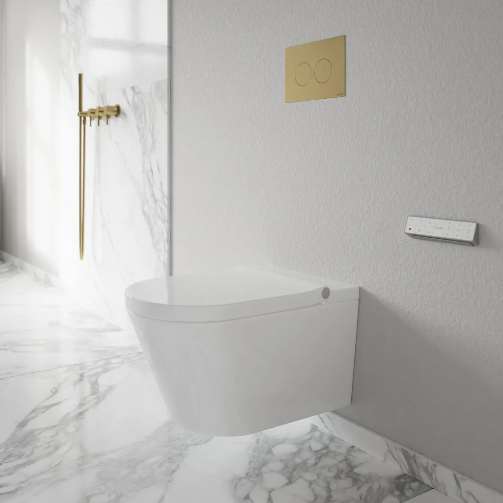 Aqualux PAX2-S Duschtoilet - MKII, LuxDusch Bidéfunktion & Mjukstängande sits med Uppvärmd Vortex Flush Vit