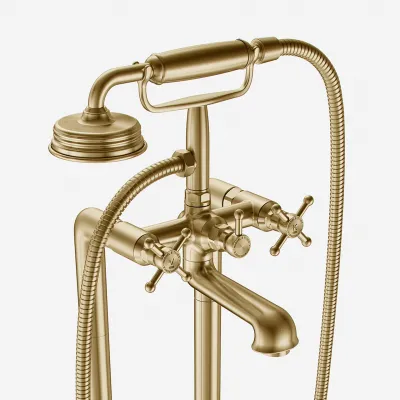 Hassel&Teudt HBK702 - Fristående badkarsblandare, PVD borstad mässing