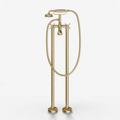 Hassel&Teudt HBK702 - Fristående badkarsblandare, PVD borstad mässing