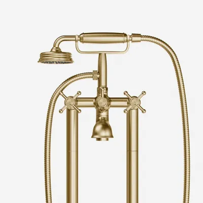 Hassel&Teudt HBK702 - Fristående badkarsblandare, PVD borstad mässing