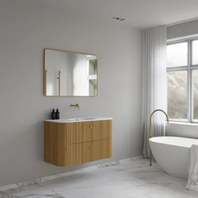 Noorwork 100 - Skåp i naturek inklusive mattvit Corian® diskbänk