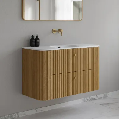 Noorwork 100 - Skåp i naturek inklusive mattvit Corian® diskbänk