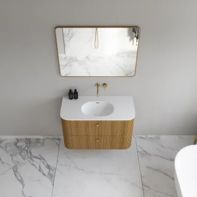 Noorwork 100 - Skåp i naturek inklusive mattvit Corian® diskbänk