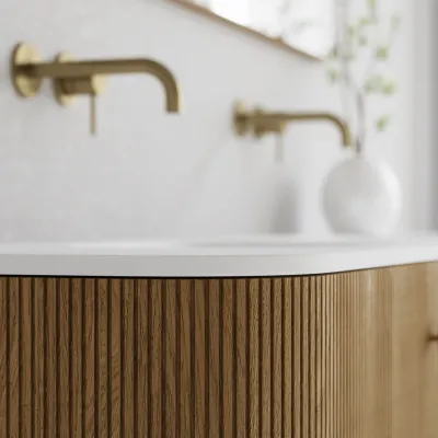 Noorwork 100 - Skåp i naturek inklusive mattvit Corian® diskbänk