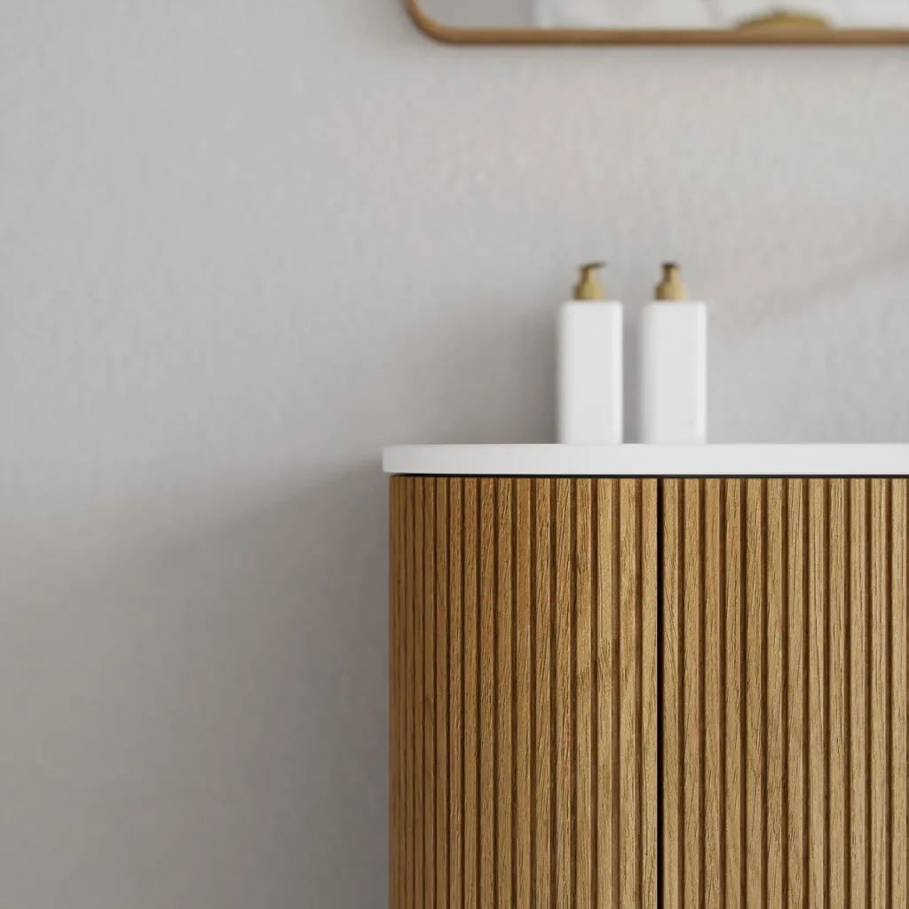 Noorwork 100 - Skåp i naturek inklusive mattvit Corian®