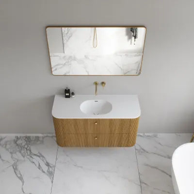 Noorwork 120 - Skåp i naturek inklusive mattvit Corian® diskbänk