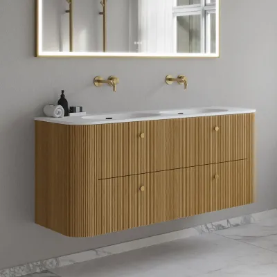 Noorwork 140D - Skåp i naturek inklusive mattvit Corian® diskbänk