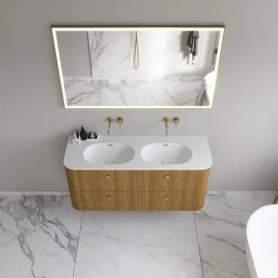 Noorwork 140D - Skåp i naturek inklusive mattvit Corian® diskbänk