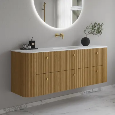 Noorwork 160 - Skåp i naturek inklusive mattvit Corian® diskbänk