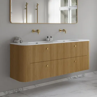 Noorwork 160D - Skåp i naturek inklusive mattvit Corian® diskbänk