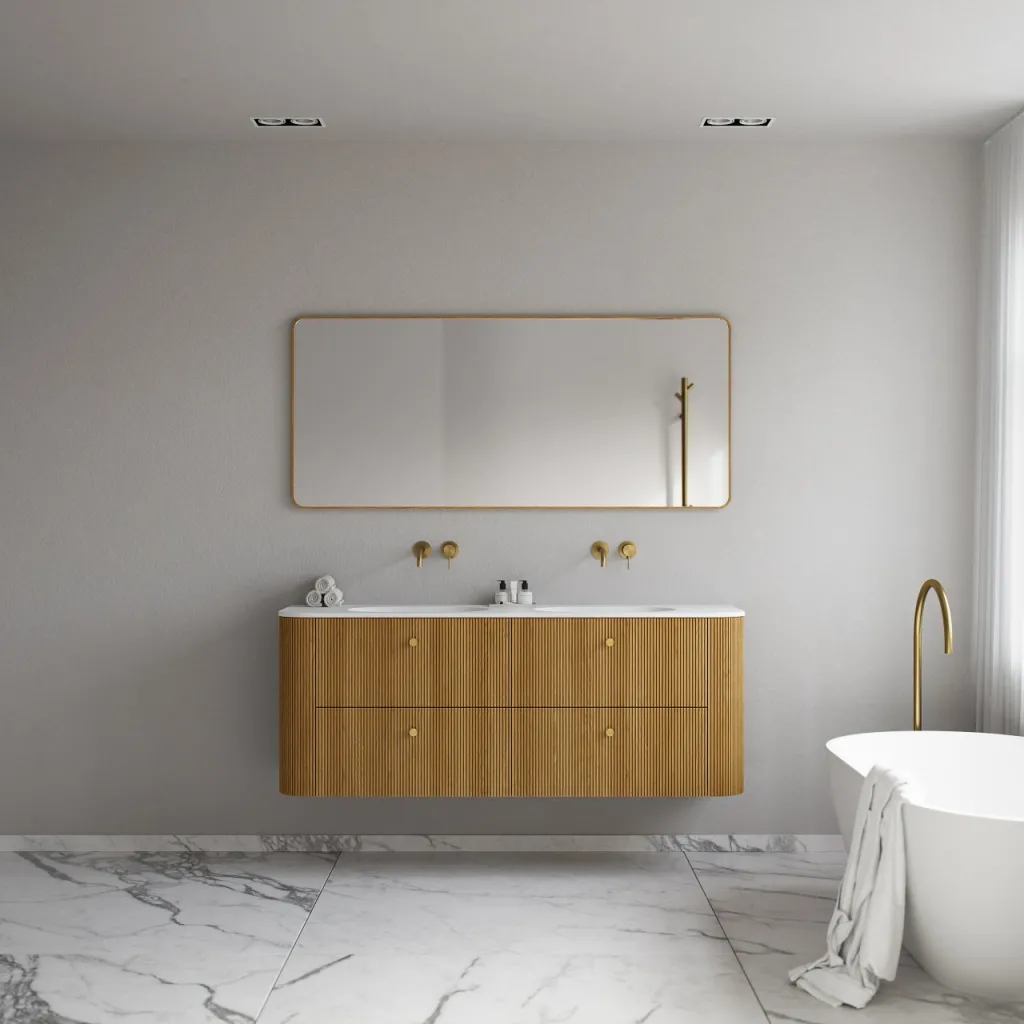 Noorwork 160D - Skåp i naturek inklusive mattvit Corian®