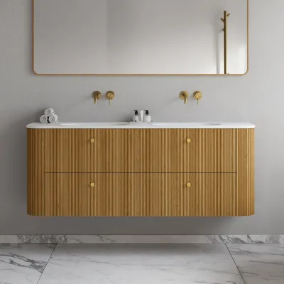 Noorwork 160D - Skåp i naturek inklusive mattvit Corian®