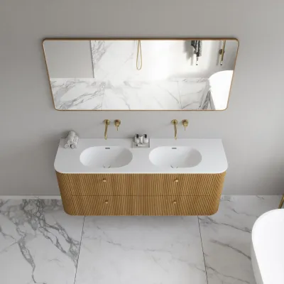 Noorwork 160D - Skåp i naturek inklusive mattvit Corian® diskbänk