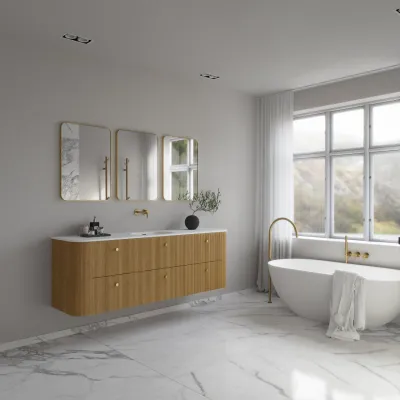 Noorwork 180 - Skåp i naturek inklusive mattvit Corian® diskbänk