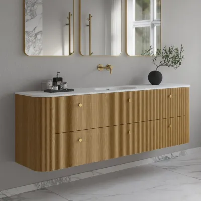 Noorwork 180 - Skåp i naturek inklusive mattvit Corian® diskbänk