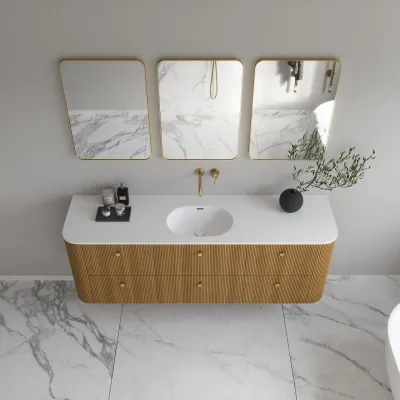 Noorwork 180 - Skåp i naturek inklusive mattvit Corian® diskbänk