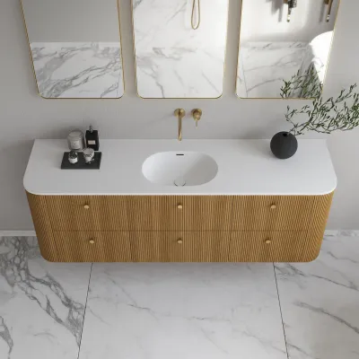 Noorwork 180 - Skåp i naturek inklusive mattvit Corian® diskbänk