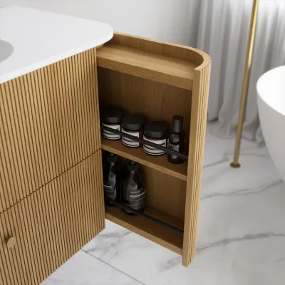 Noorwork 180D - Skåp i naturek inklusive mattvit Corian® diskbänk