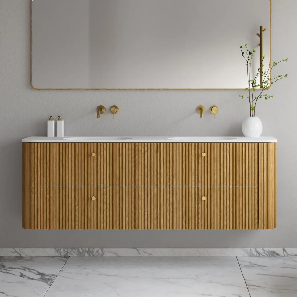 Noorwork 180D - Skåp i naturek inklusive mattvit Corian® diskbänk