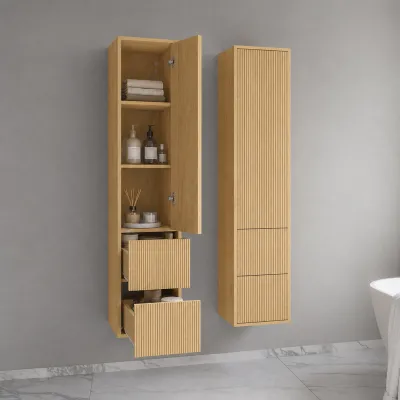 Noorwork NHC4317 - Skåp, 40x35x170 cm med 2 lådor i ljus naturek