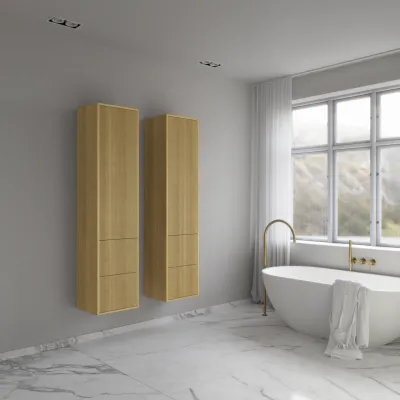 Noorwork NHC4317 - Skåp, 40x35x170 cm med 2 lådor i ljus naturek