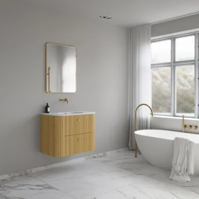 Noorwork 80 - Skåp i ljus naturek inklusive mattvit Corian® diskbänk