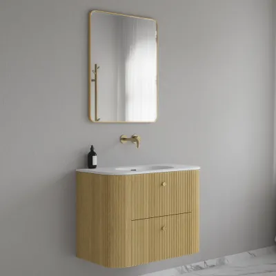 Noorwork 80 - Skåp i ljus naturek inklusive mattvit Corian® diskbänk
