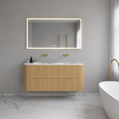 Noorwork 140D - Skåp i ljus naturek inklusive mattvit Corian® diskbänk