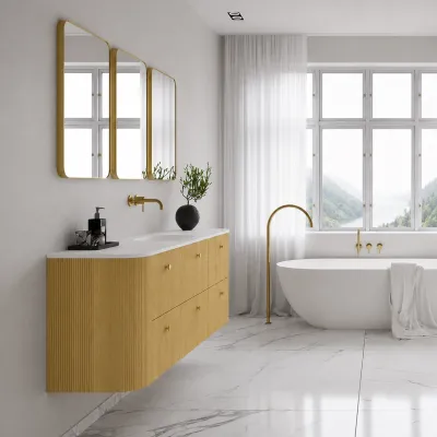 Noorwork 180 - Skåp i ljus naturek inklusive mattvit Corian® diskbänk