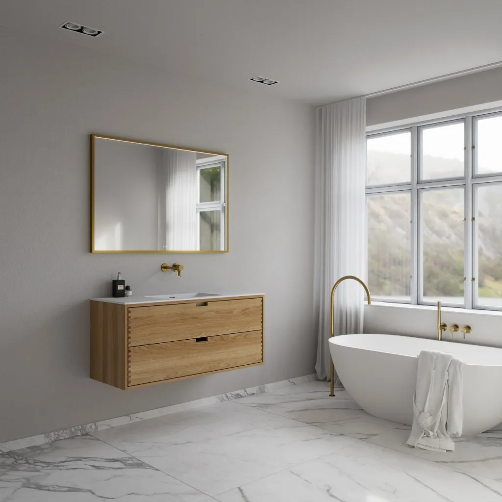 CPH Tapwork Soho 120 - MKIII, Fingergängade skåp i naturek inkl. mattvit SolidTec® diskho
